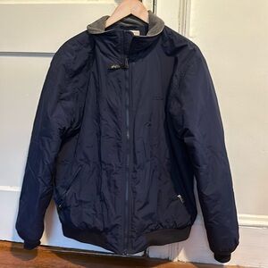 LL Bean Navy Fleece Lined Winter Jacket Large